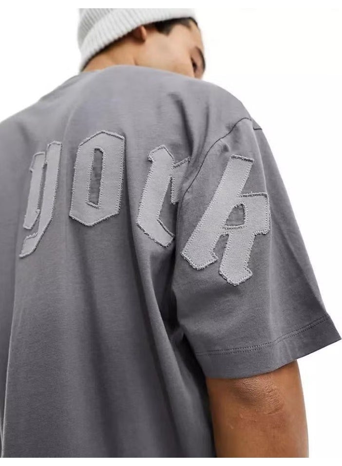 Miron Smoked New York Back Embroidery Oversize Short Sleeve T-Shirt - Image 2